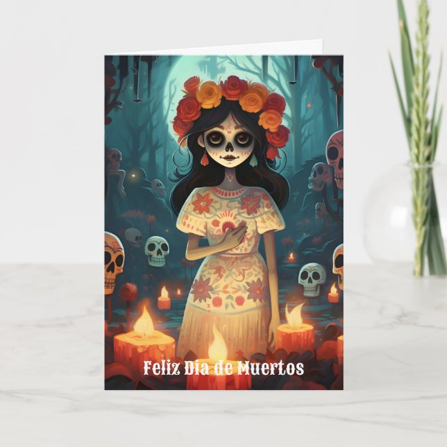 🌹 Enchanting Catrina Die de Muertos 🌹 Helgkort (Framsida)
