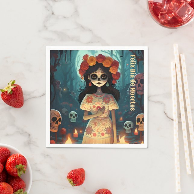🌹 Enchanting Catrina Die de Muertos 🌹 Pappersservett (Insitu)