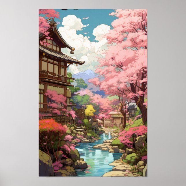 Enchanting Cherry Blommar Garden - Studio Ghibli S Poster (Framsidan)