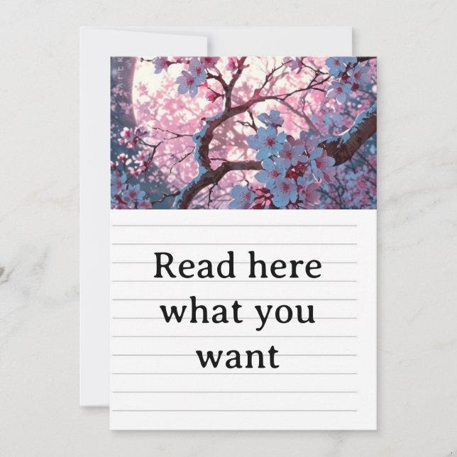 Enchanting Cherry Blossom & Full Moon Wedding Invi Inbjudningar (Framsida)