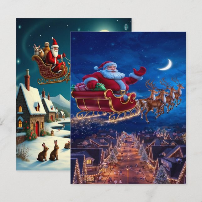 Enchanting Christmas Winter Village Wallpaper 2025 Helg Vykort (Fram/baksida)