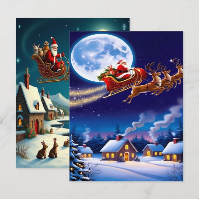 Enchanting Christmas Winter Village Wallpaper 2025 Helg Vykort (Fram/baksida)