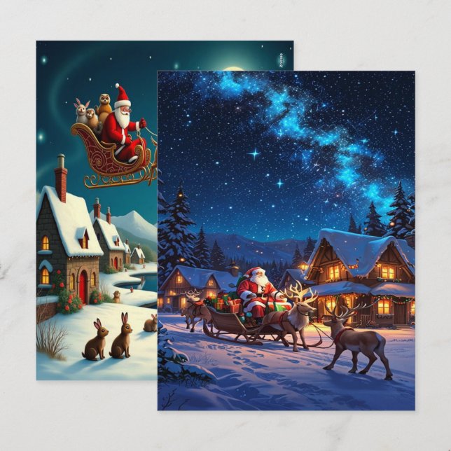 Enchanting Christmas Winter Village Wallpaper 2025 Helg Vykort (Fram/baksida)