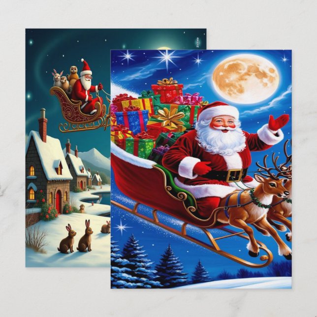 Enchanting Christmas Winter Village Wallpaper 2025 Helg Vykort (Fram/baksida)