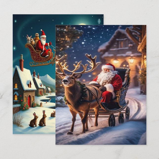 Enchanting Christmas Winter Village Wallpaper 2025 Helg Vykort (Fram/baksida)