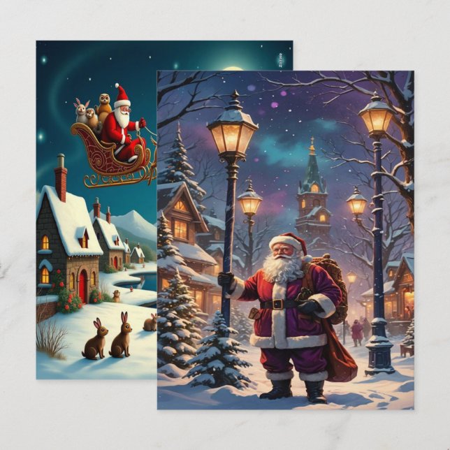 Enchanting Christmas Winter Village Wallpaper 2025 Helg Vykort (Fram/baksida)