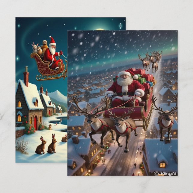 Enchanting Christmas Winter Village Wallpaper 2025 Helg Vykort (Fram/baksida)