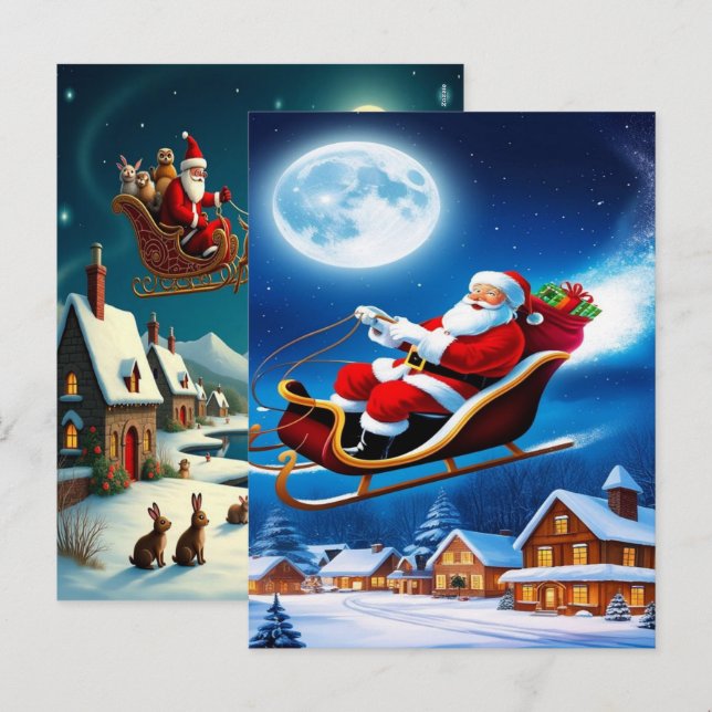 Enchanting Christmas Winter Village Wallpaper 2025 Helg Vykort (Fram/baksida)