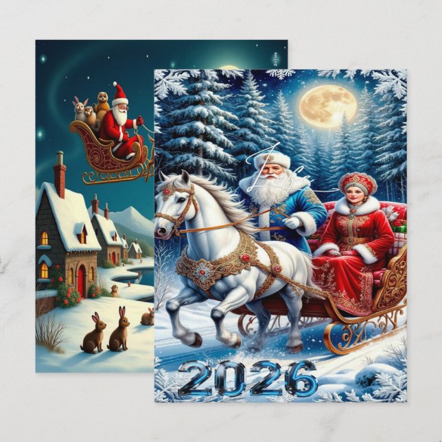 Enchanting Christmas Winter Village Wallpaper 2025 Helg Vykort (Fram/baksida)