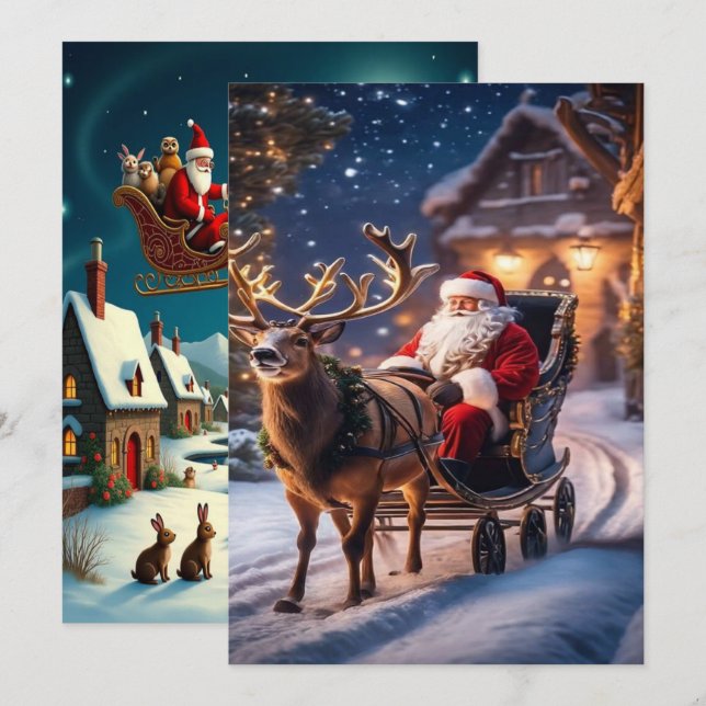 Enchanting Christmas Winter Village Wallpaper 2025 Julkort (Fram/baksida)