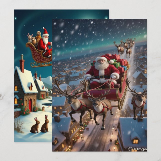 Enchanting Christmas Winter Village Wallpaper 2025 Julkort (Fram/baksida)