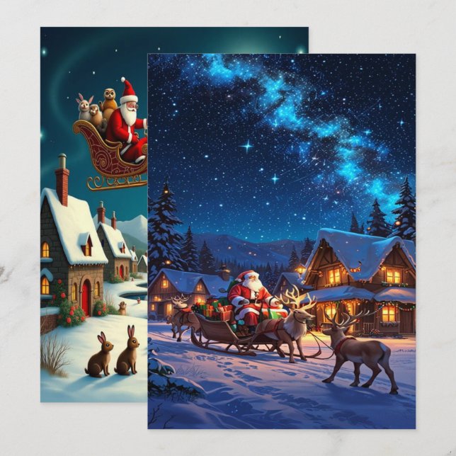Enchanting Christmas Winter Village Wallpaper 2025 Julkort (Fram/baksida)