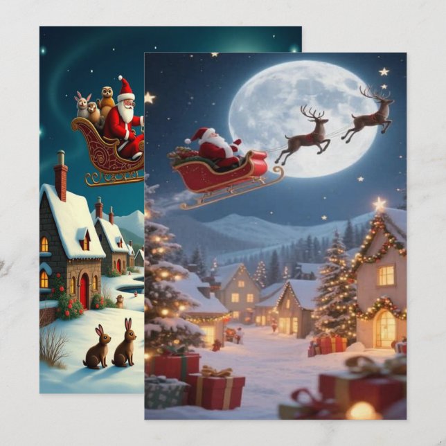 Enchanting Christmas Winter Village Wallpaper 2025 Julkort (Fram/baksida)