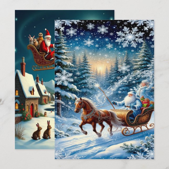 Enchanting Christmas Winter Village Wallpaper 2025 Julkort (Fram/baksida)