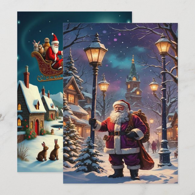 Enchanting Christmas Winter Village Wallpaper 2025 Julkort (Fram/baksida)