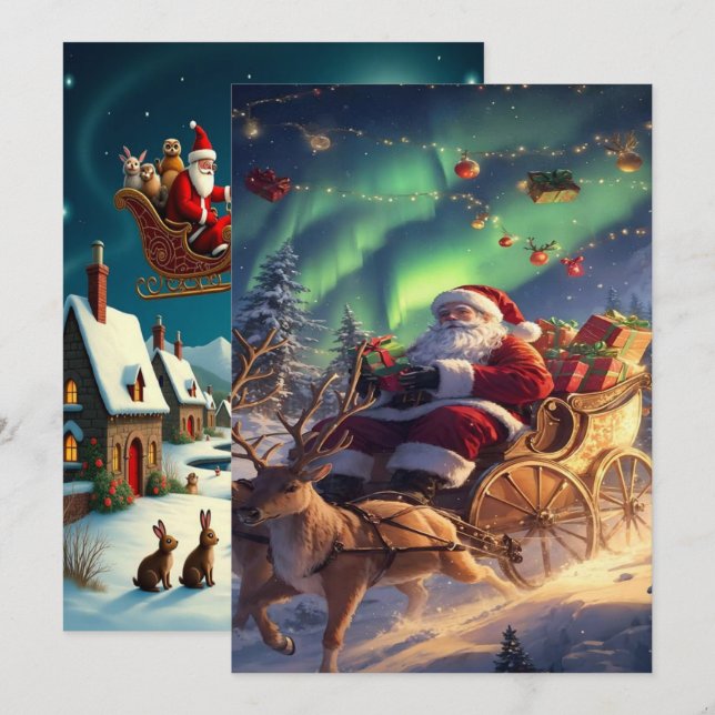 Enchanting Christmas Winter Village Wallpaper 2025 Julkort (Fram/baksida)