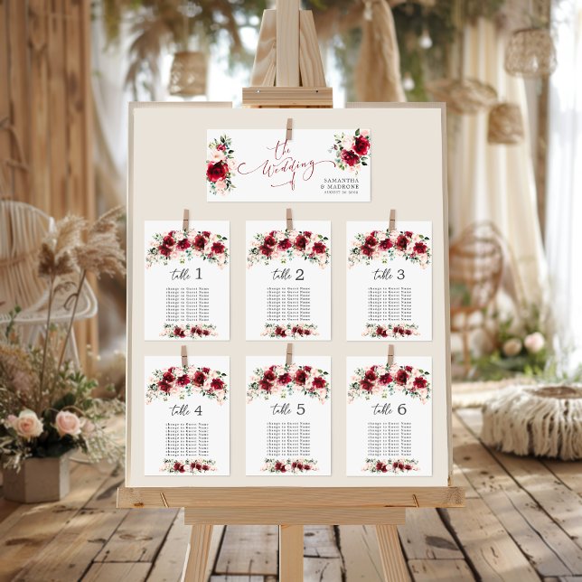 Enchanting Deep Burgundy Roses Head Table Seating  Meny (Skapare uppladdad)