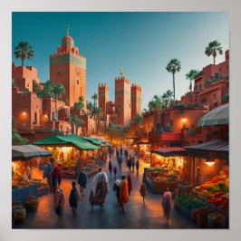 Enchanting Distrits of Marrakech, Marocko Poster