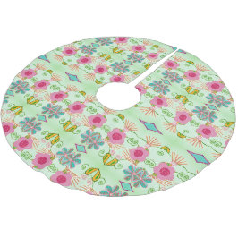 Enchanting Eclectic Garden: Diverse Blommigt Beaut Julgransmatta Borstad Polyester