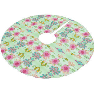 Enchanting Eclectic Garden: Diverse Blommigt Beaut Julgransmatta Borstad Polyester