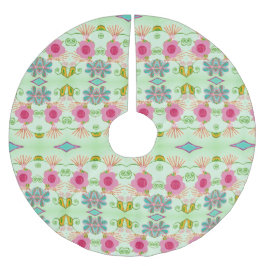 Enchanting Eclectic Garden: Diverse Blommigt Beaut Julgransmatta Borstad Polyester