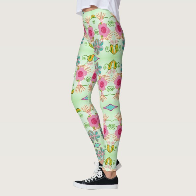 Enchanting Eclectic Garden: Diverse Blommigt Beaut Leggings (Vänster)
