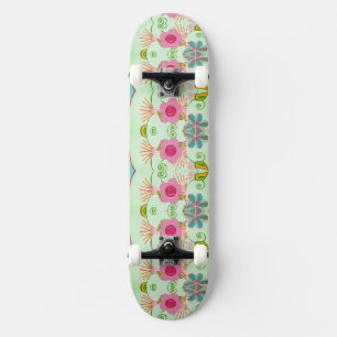 Enchanting Eclectic Garden: Diverse Blommigt Beaut Mini Skateboard Bräda 18,5 Cm