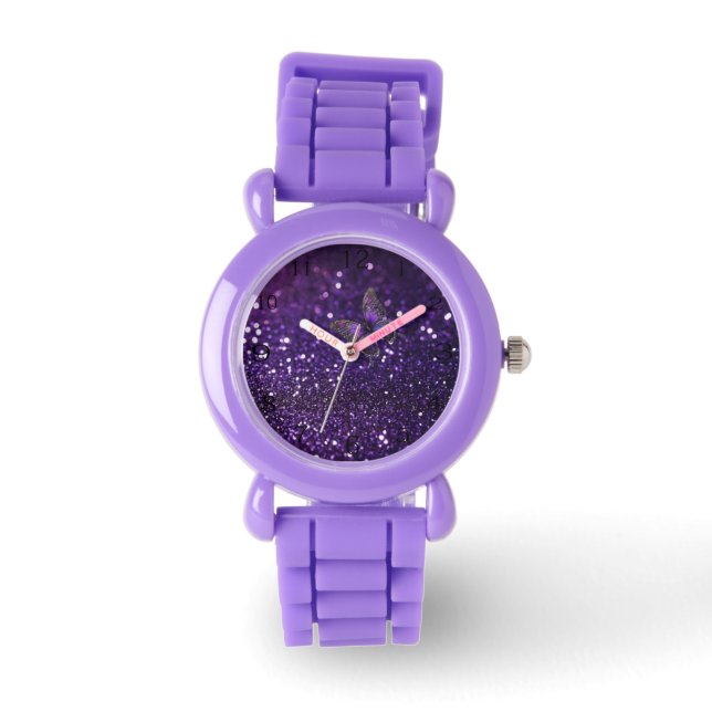 Enchanting Elegance: Lila Gnistra Butterfly Armbandsur (Framsida)