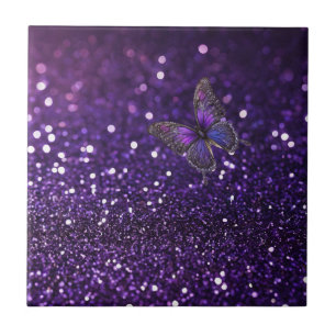 Enchanting Elegance: Lila Gnistra Butterfly Kakelplatta