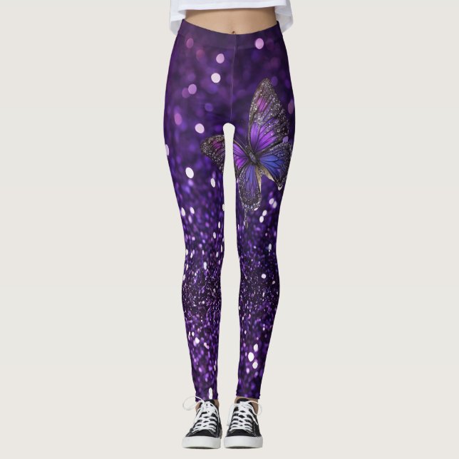 Enchanting Elegance: Lila Gnistra Butterfly Leggings (Framsida)