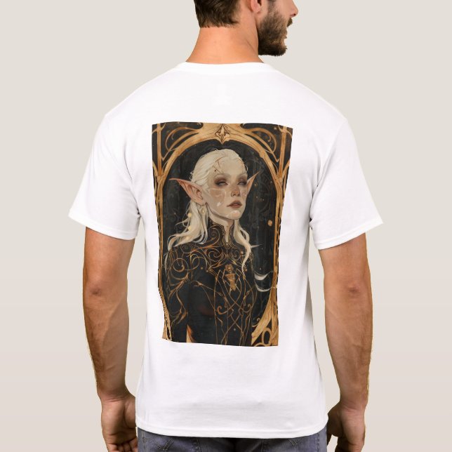 Enchanting Elven Woman Porträtt | Fantasy T-Shirt (Baksida)