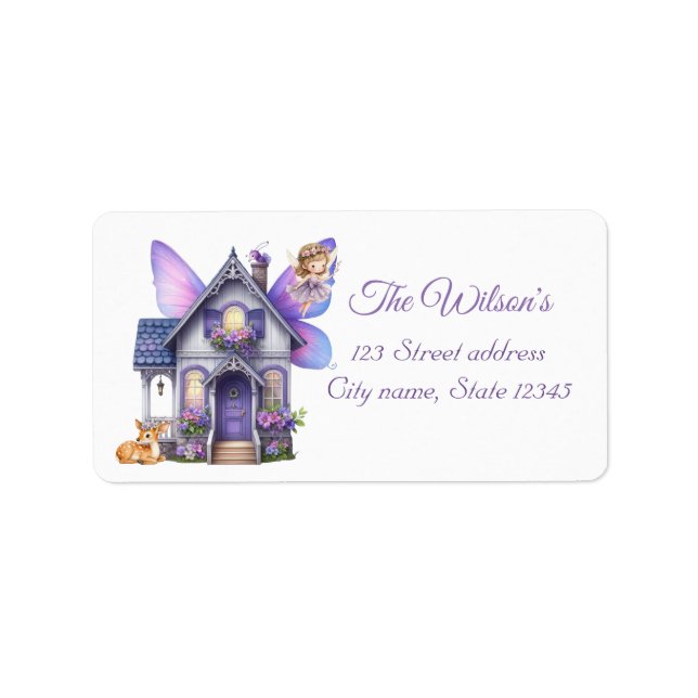 Enchanting Fairy Blommigt Watercolor Adressetikett (Framsidan)