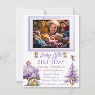 Enchanting Fairy Blommigt Watercolor Photo Birthda Inbjudningar
