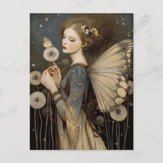 Enchanting Fantasy Fairy & Dandelion Magical Art  Vykort