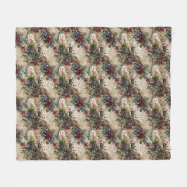 Enchanting Floral Owl Fleecefilt