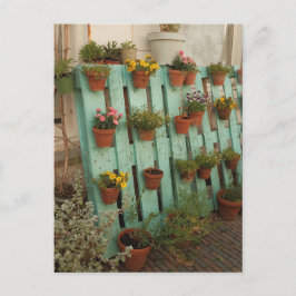 Enchanting Garden Flower Pots Rustic Cottagecore Vykort