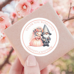 Enchanting Garden Gnome Rustic Bröllop Tack Runt Klistermärke