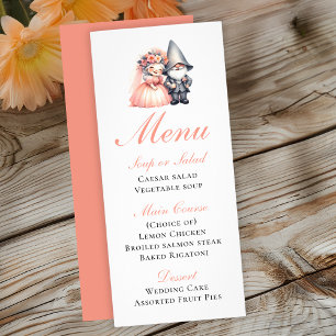 Enchanting Garden Gnome Rustic Orange Bröllop Menu Reklamkort