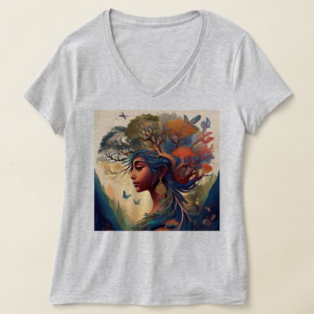 "Enchanting Girl of the Vild: Nature and Spirit Ar T Shirt (Laydown)