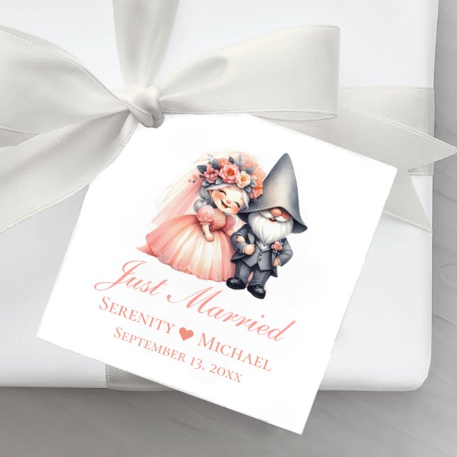 Enchanting Gnome Ny gifta Rustic Bröllop Gåvor Etiketter (Skapare uppladdad)