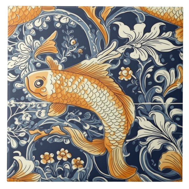 Enchanting Goldfish Ceramic Tiles Kakelplatta (Framsidan)