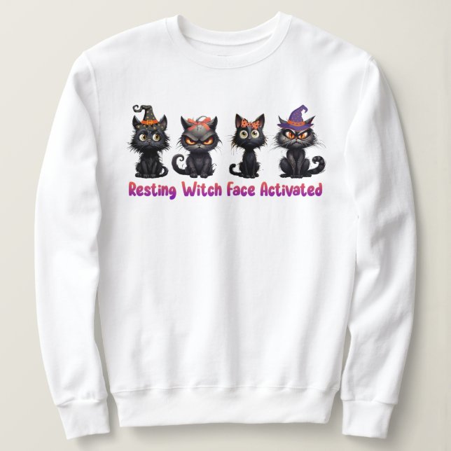 Enchanting Halloween Cat Group Sweatshirt T Shirt (Design framsida)
