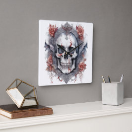 Enchanting Halloween Vampire Skull Art Fyrkantig Klocka