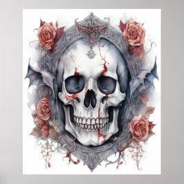 Enchanting Halloween Vampire Skull Art Poster