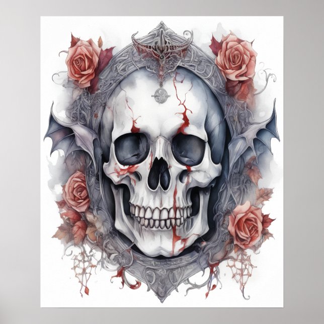 Enchanting Halloween Vampire Skull Art Poster (Framsidan)