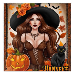 Enchanting Halloween Woman Wall Art - Autumnal