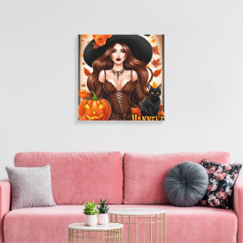 Enchanting Halloween Woman Wall Art - Autumnal Canvastryck