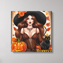 Enchanting Halloween Woman Wall Art - Autumnal Canvastryck