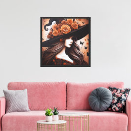 Enchanting Halloween Woman Wall Art - Autumnal Canvastryck