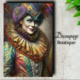 Enchanting Harlequin Dam Clown Decoupage